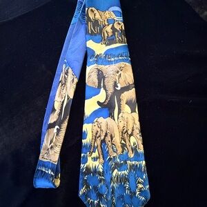 Elephant Print Blue Tie